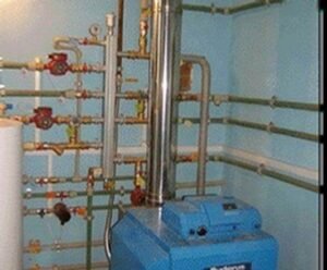 Boiler room with floor-standing boiler