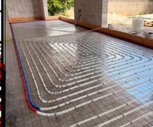 Underfloor heating system, front view